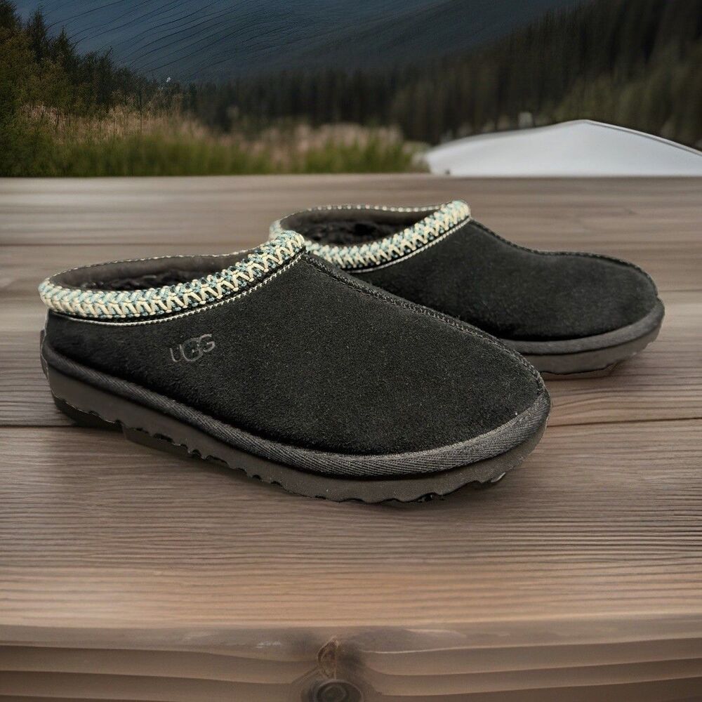 UGG Kid's Youth Tasman II Black Slippers Suede US Size 3 / UK2 / EU35 1019066K